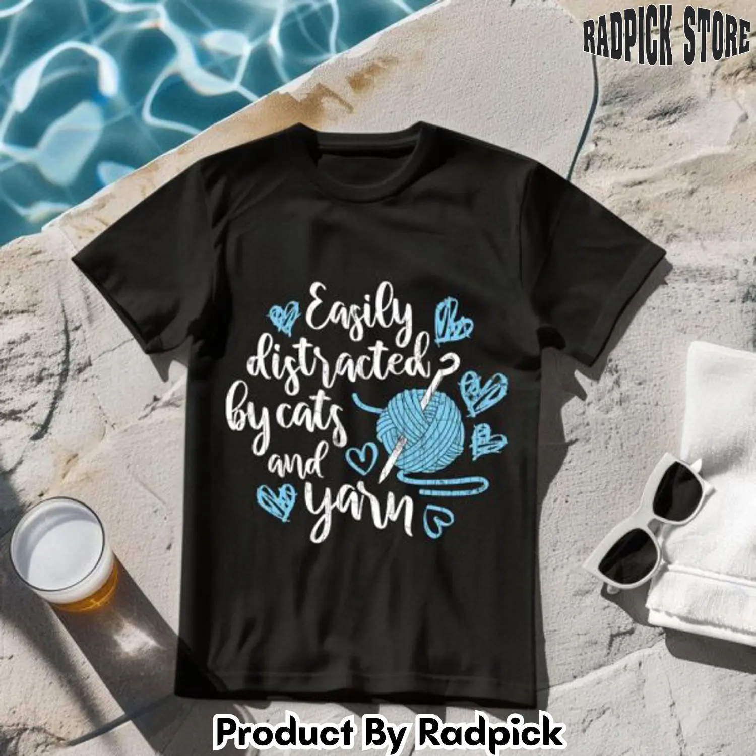 Easily distracted by cats yarn tshirt rp2557609